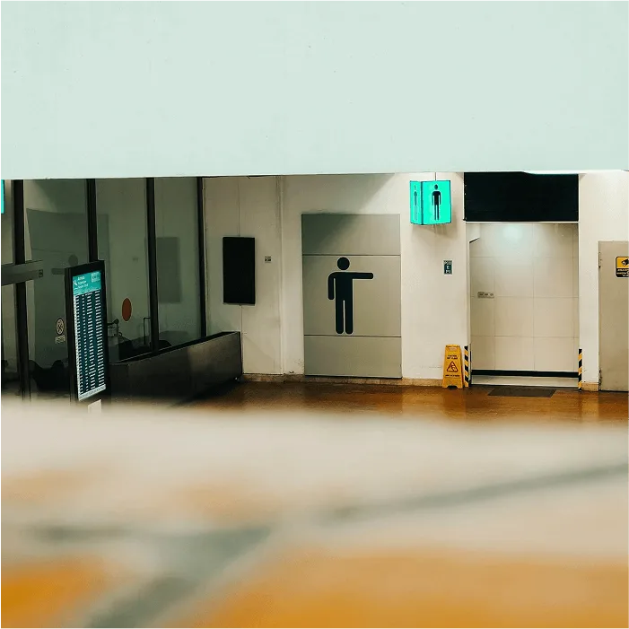Public washroom in a transit hub monitored by a LoRaWAN odor sensor
