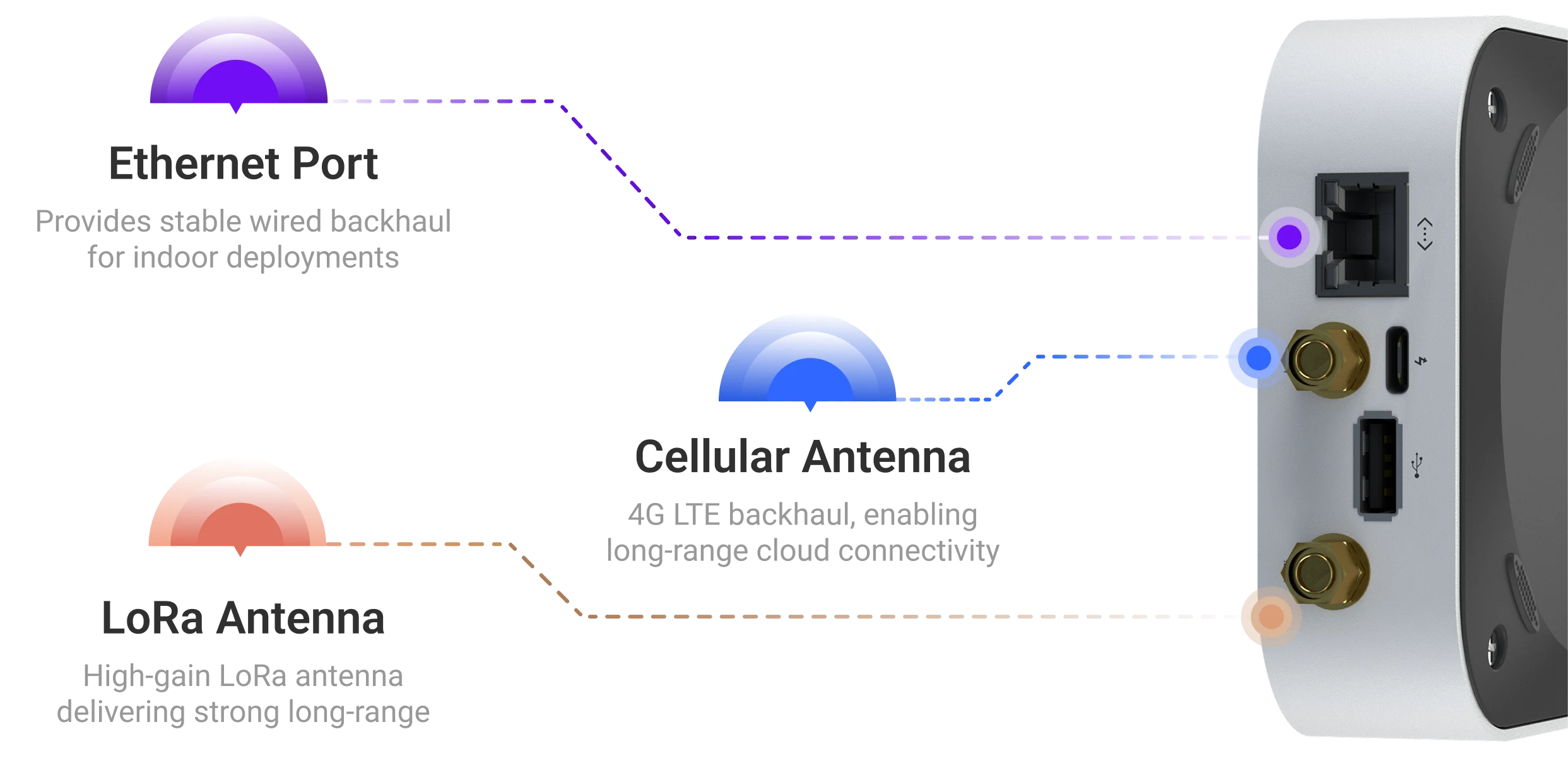 for flexible backhaul and long-range wireless performance. device-to-device IoT communication architecture