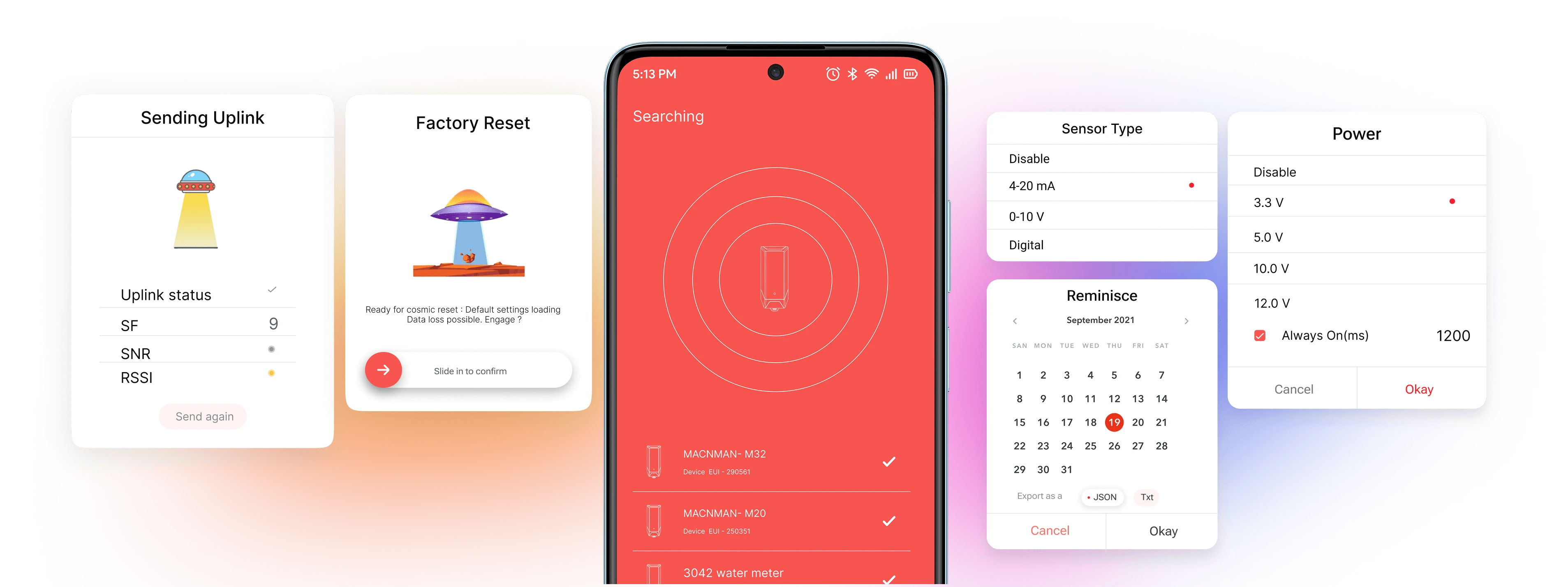 Configure LoRaWAN sensors with Maya BLE app for firmware updates and advanced settings 