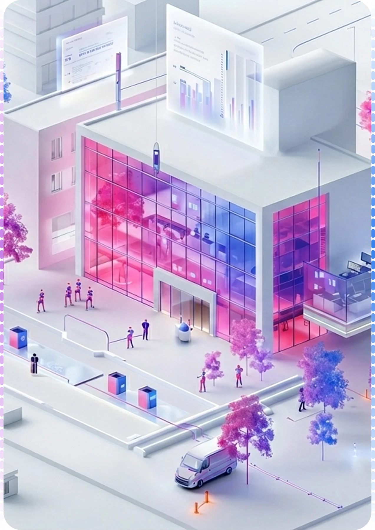 Smart city infrastructure challenges including traffic congestion, water leakage, air pollution, energy waste, and public safety issues monitored through IoT systems.