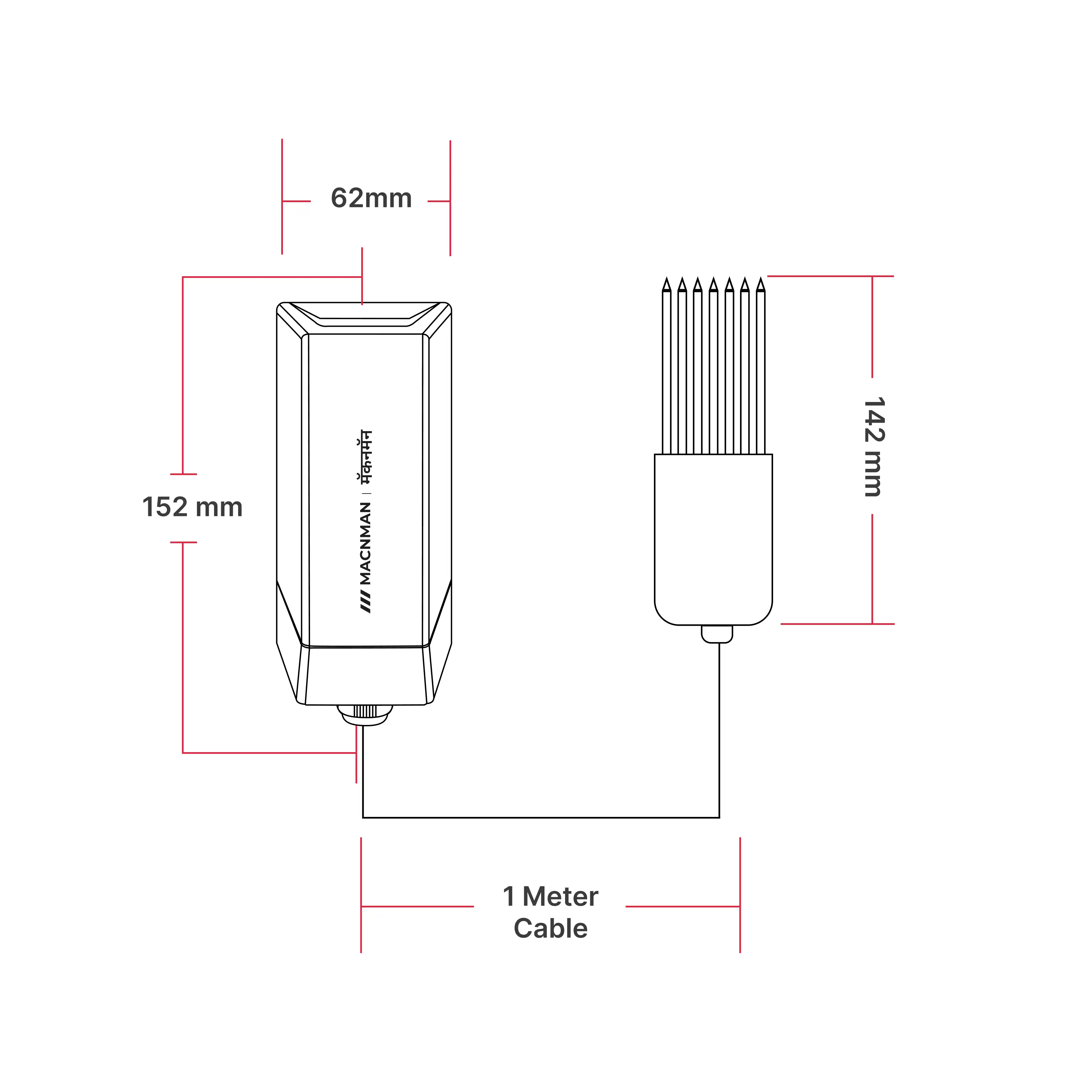 MacSync L Odor X2 LoRaWAN odor sensor mechanical dimensions and mounting layout