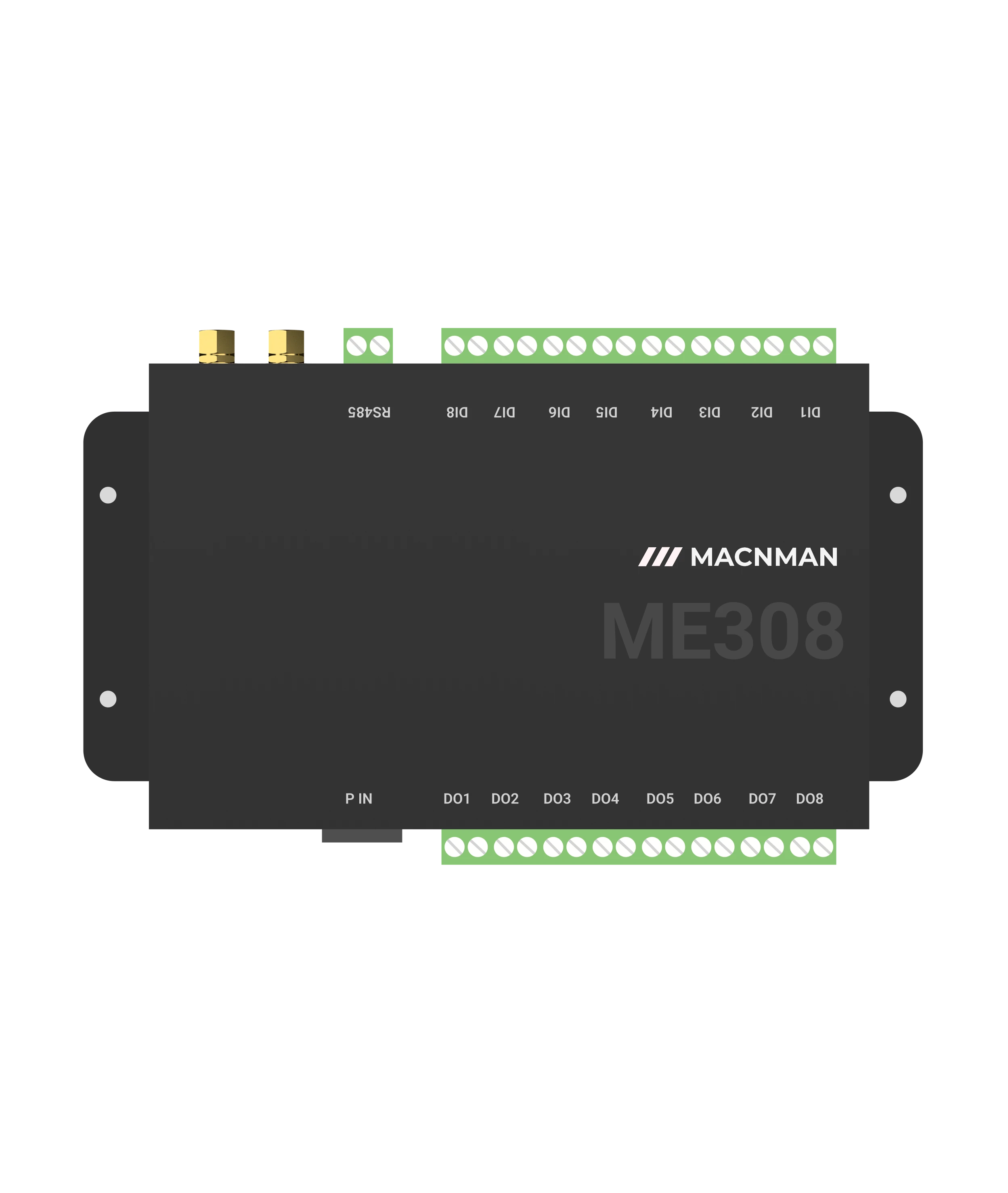 Front view of MacSync-L-STD-BO battery-powered RS485 and analog to LoRaWAN data logger