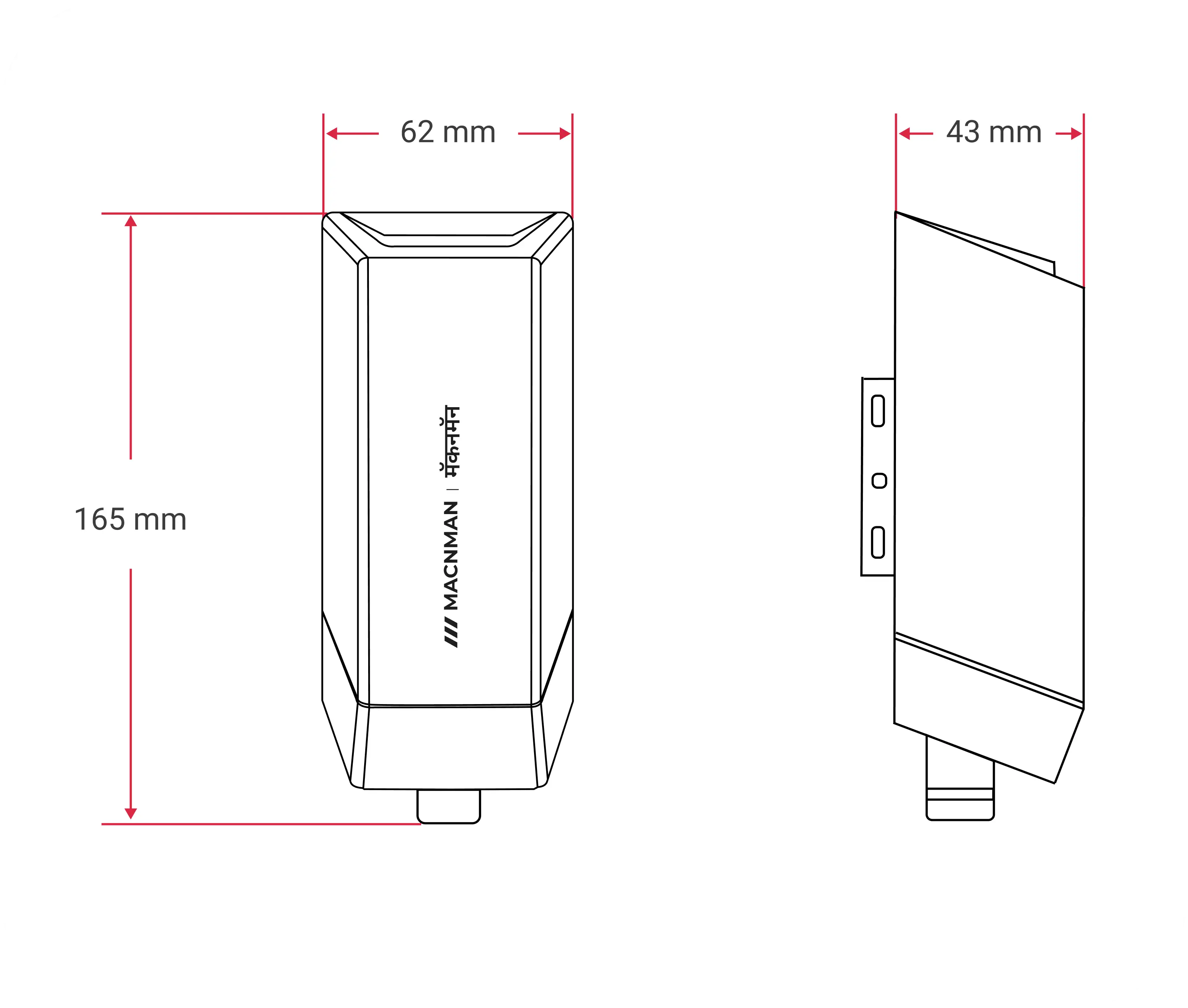 MacSync LOXGS X1 LoRaWAN H2S sensor mechanical dimensions and industrial mounting layout