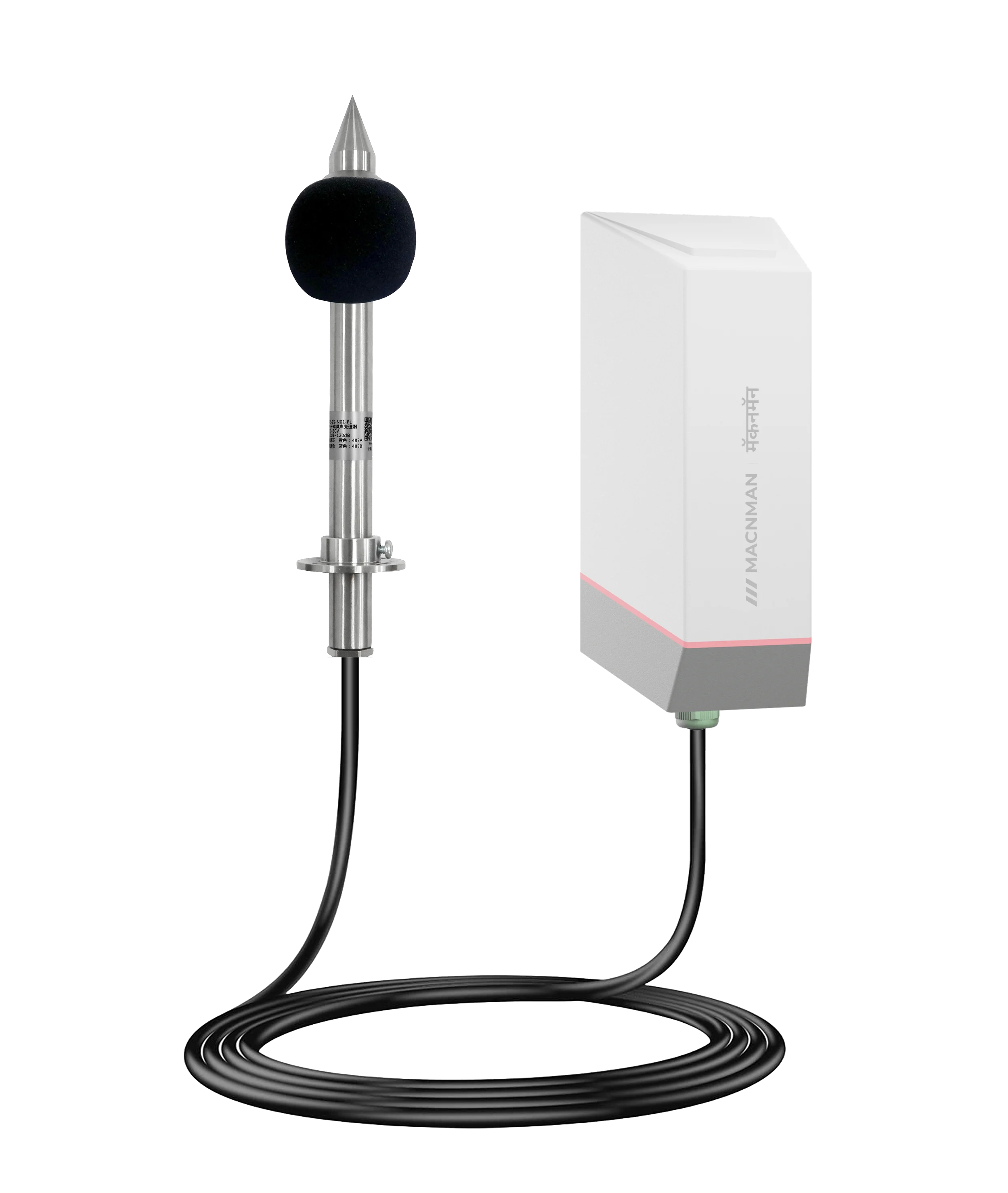 MacSync LNS X1 LoRaWAN outdoor sound level sensor front view for environmental acoustic monitoring deployments