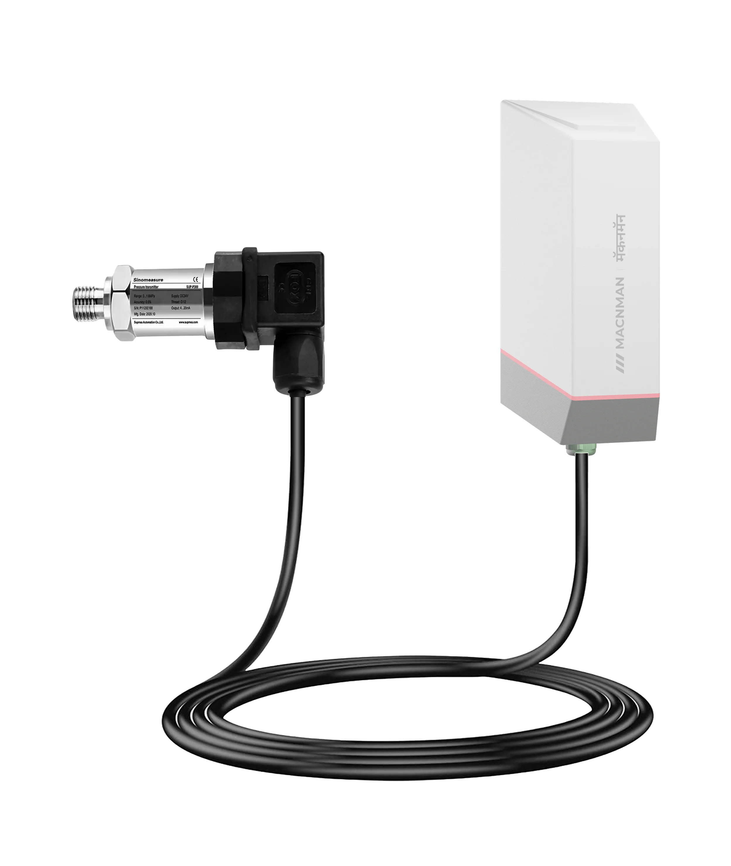 MacSync LRTD X1 LoRaWAN RTD temperature sensor front view for industrial monitoring