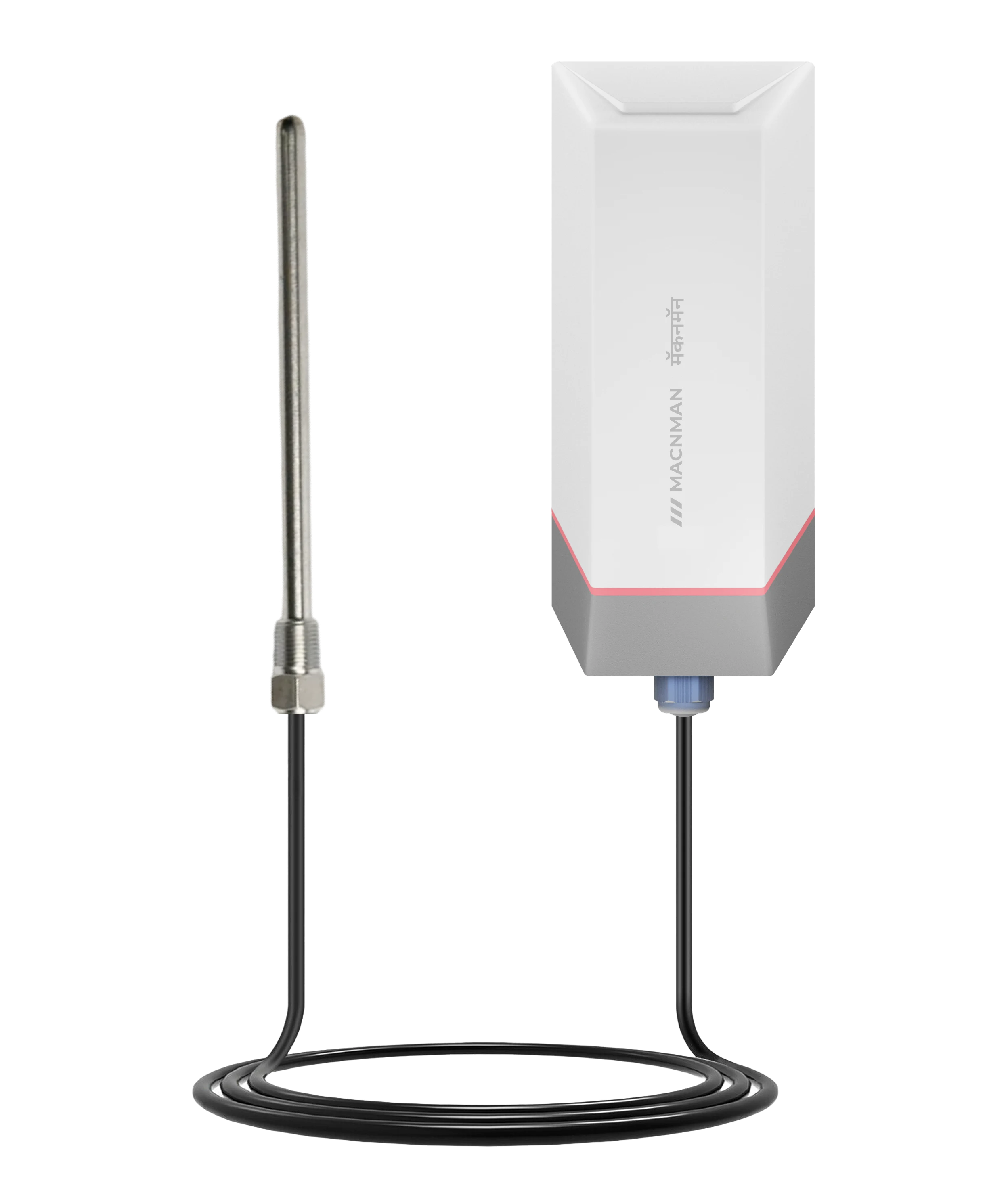 MacSync LRTD X1 LoRaWAN RTD temperature sensor front view for industrial monitoring