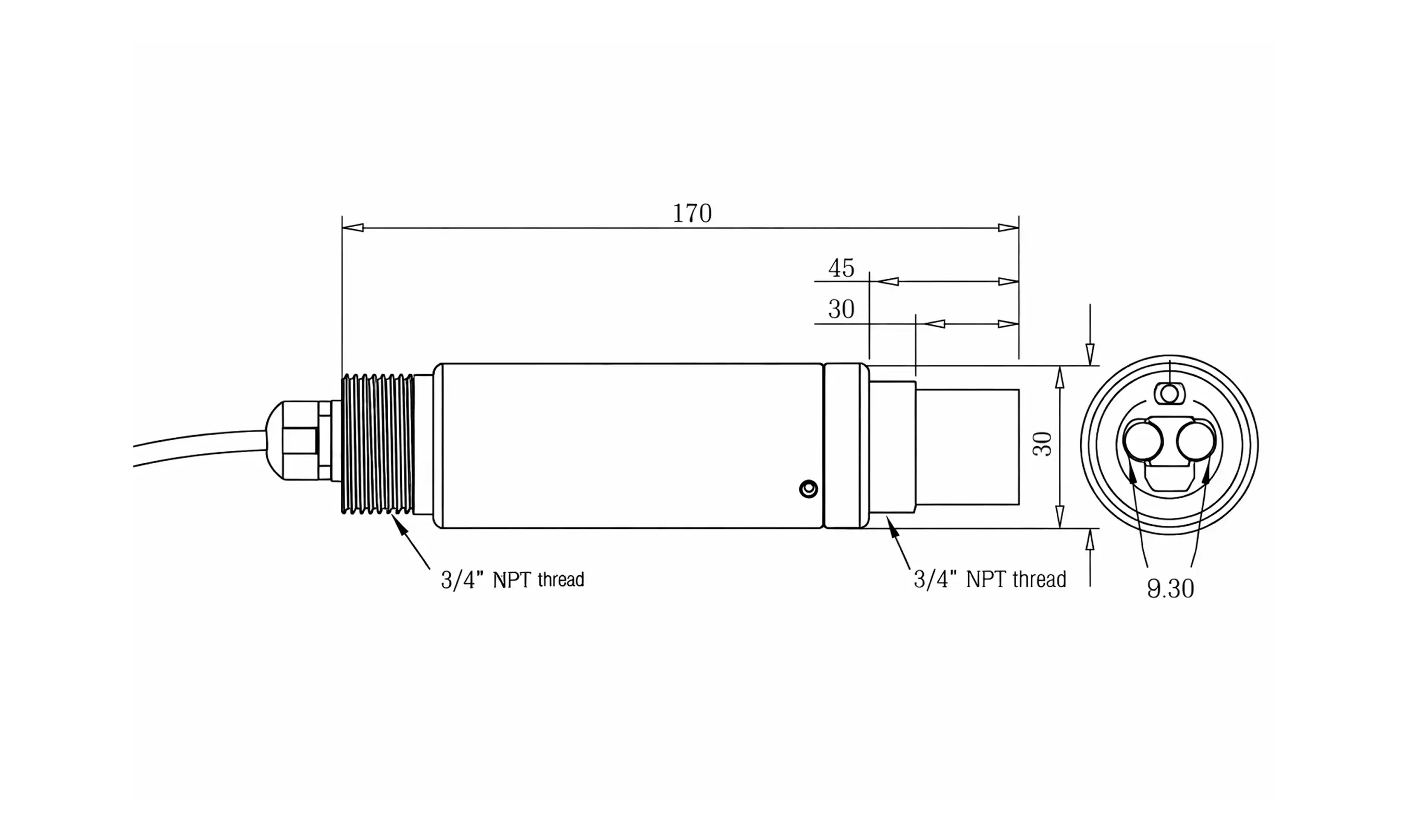 macsync lssx lorawan soil sensor detailed dimensions drawing image